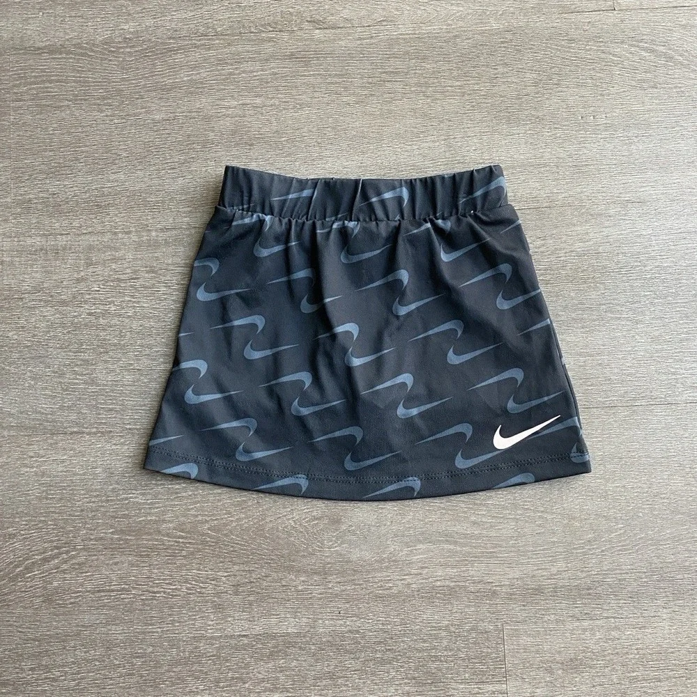 Nike Black Logo Swish Skort Lined Little Girls 2T Dri-Fit Athletic Shorts 1284